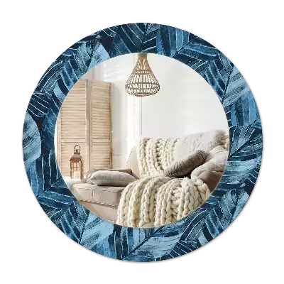 Oglindă cu decor rotundă Frunze de junglă