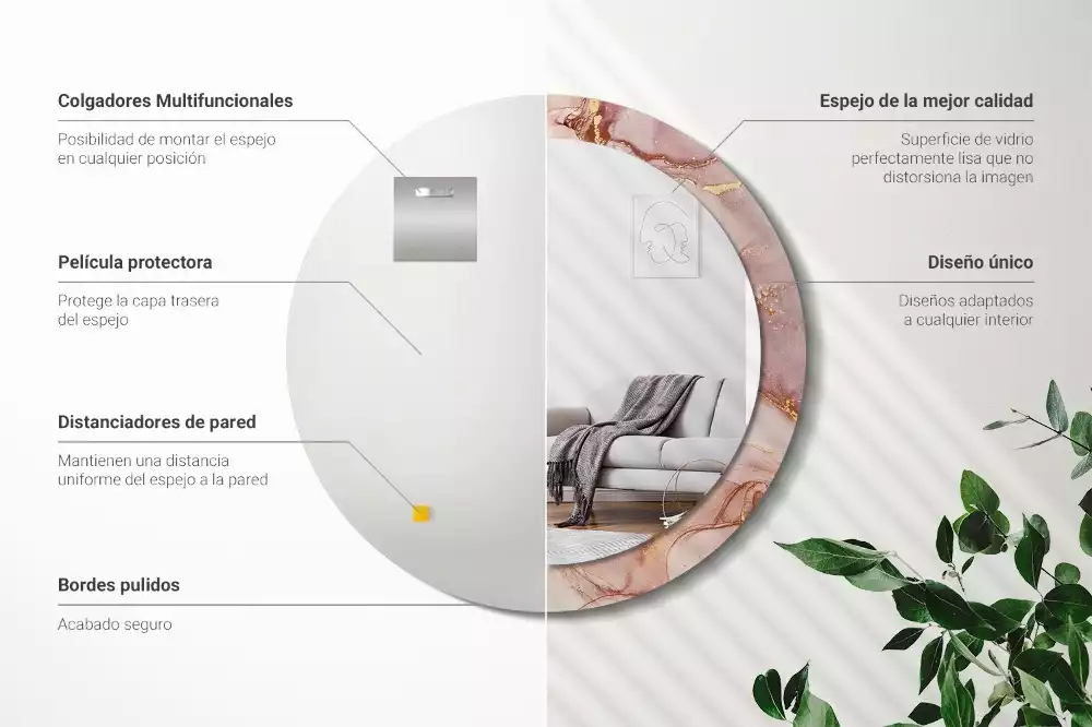 Oglindă cu decor rotundă Lichid abstract