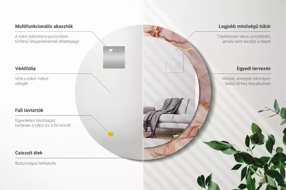 Oglindă cu decor rotundă Lichid abstract