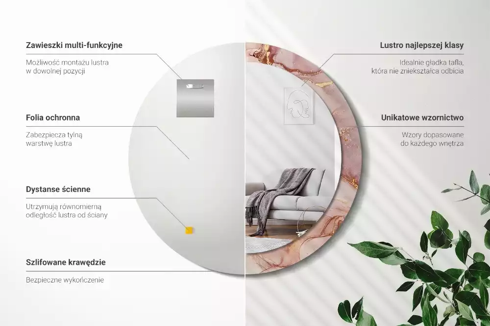 Oglindă cu decor rotundă Lichid abstract