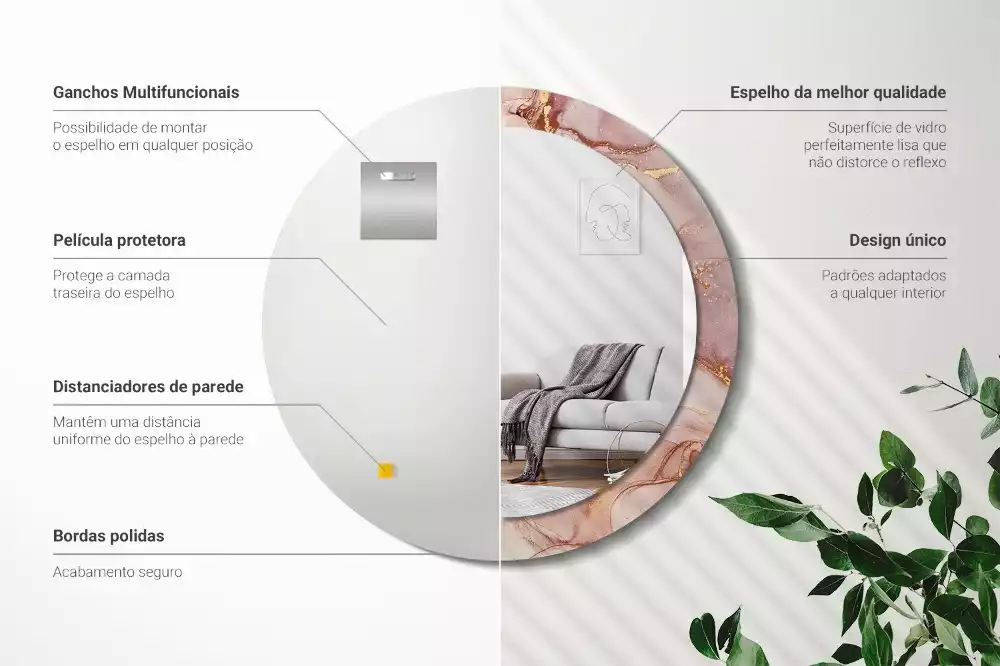 Oglindă cu decor rotundă Lichid abstract