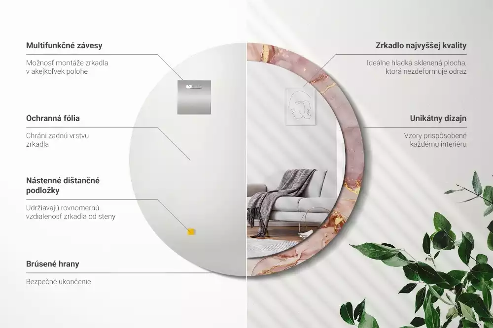 Oglindă cu decor rotundă Lichid abstract