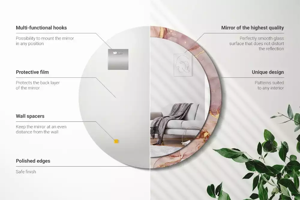 Oglindă cu decor rotundă Lichid abstract