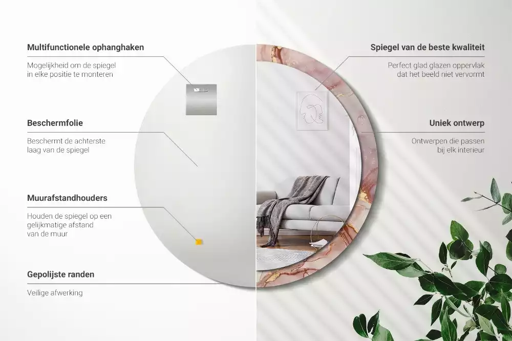 Oglindă cu decor rotundă Lichid abstract