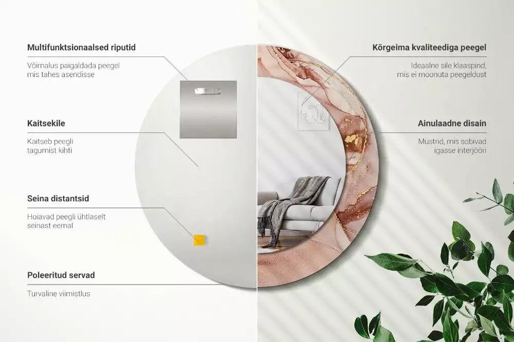 Oglindă cu decor rotundă Lichid abstract