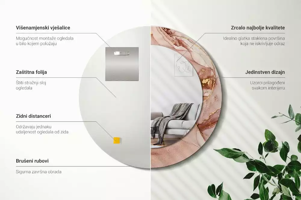 Oglindă cu decor rotundă Lichid abstract