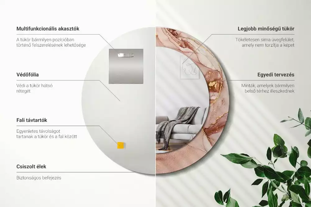 Oglindă cu decor rotundă Lichid abstract