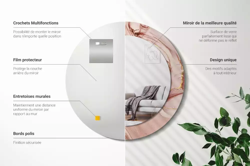 Oglindă cu decor rotundă Lichid abstract