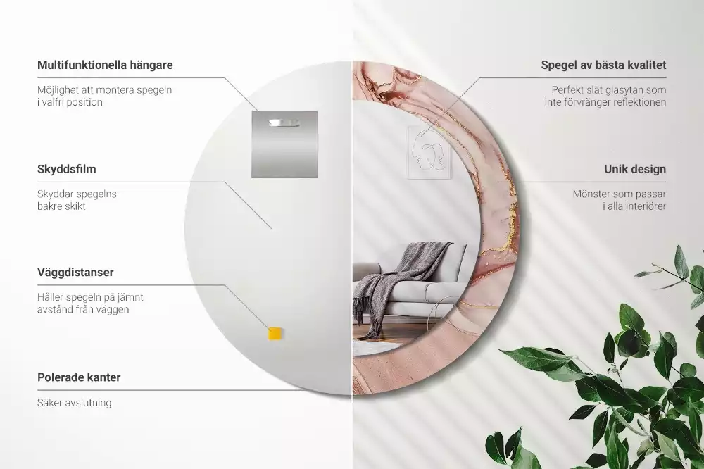 Oglindă cu decor rotundă Lichid abstract