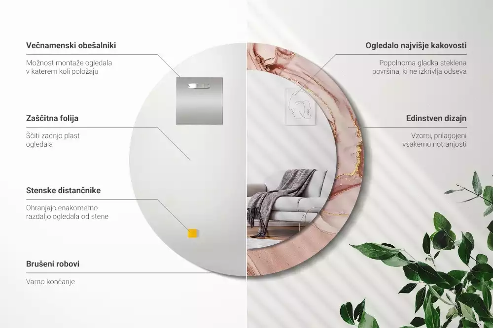 Oglindă cu decor rotundă Lichid abstract