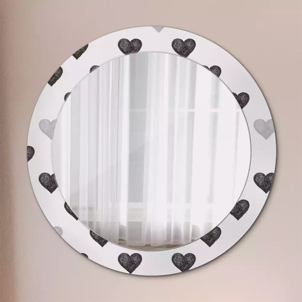 Oglindă rotundă imprimată Inimi abstracte