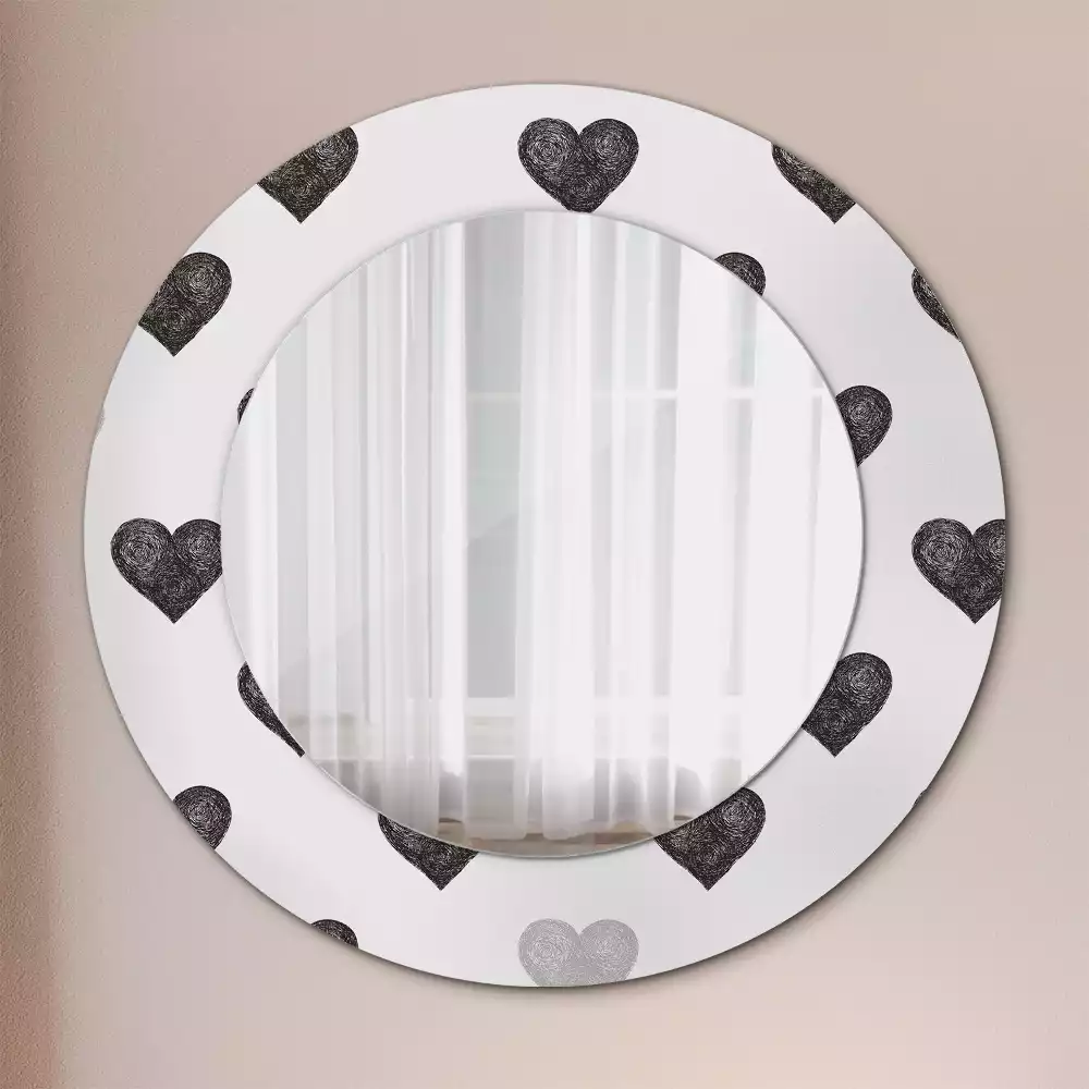 Oglindă rotundă imprimată Inimi abstracte