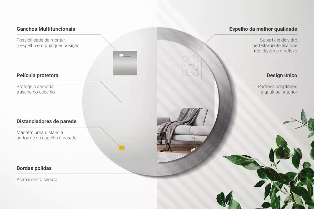 Oglindă rotundă imprimată Imitație metal