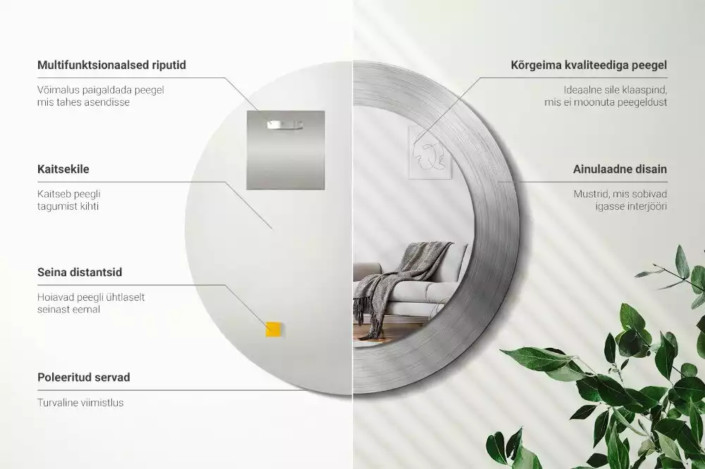 Oglindă rotundă imprimată Imitație metal