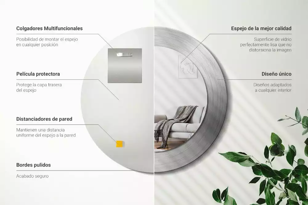 Oglindă rotundă imprimată Imitație metal