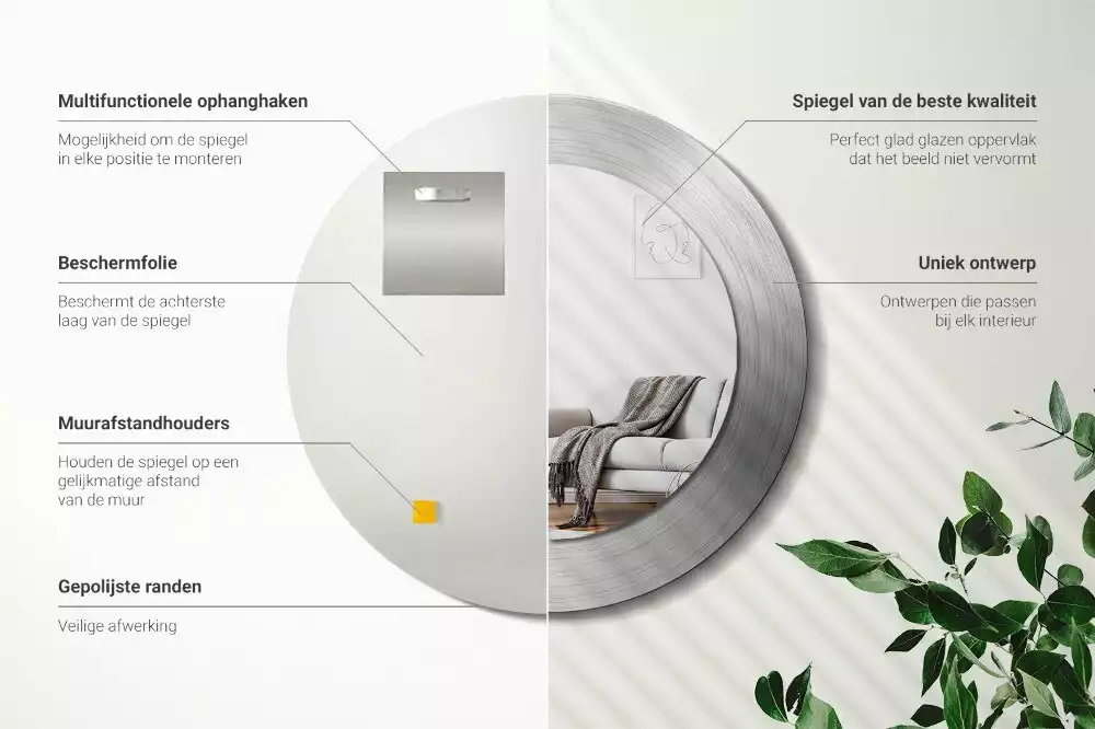 Oglindă rotundă imprimată Imitație metal