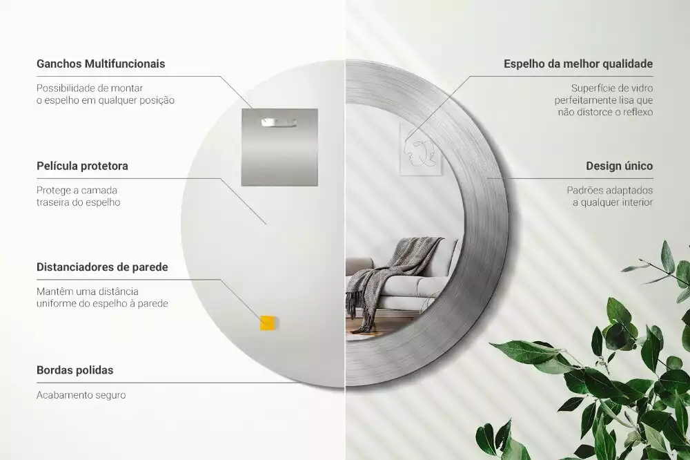 Oglindă rotundă imprimată Imitație metal