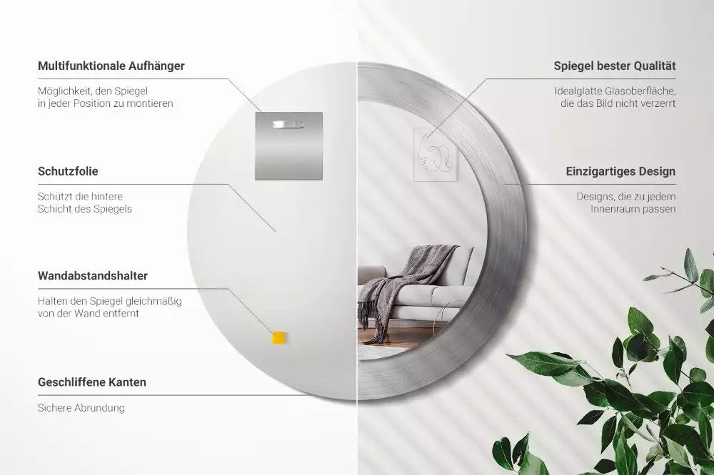 Oglindă rotundă imprimată Imitație metal