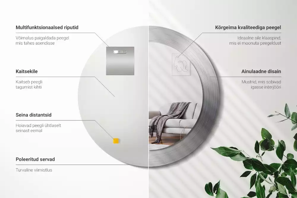 Oglindă rotundă imprimată Imitație metal