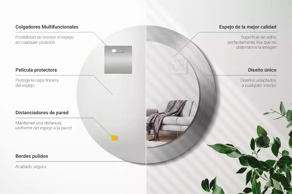 Oglindă rotundă imprimată Imitație metal