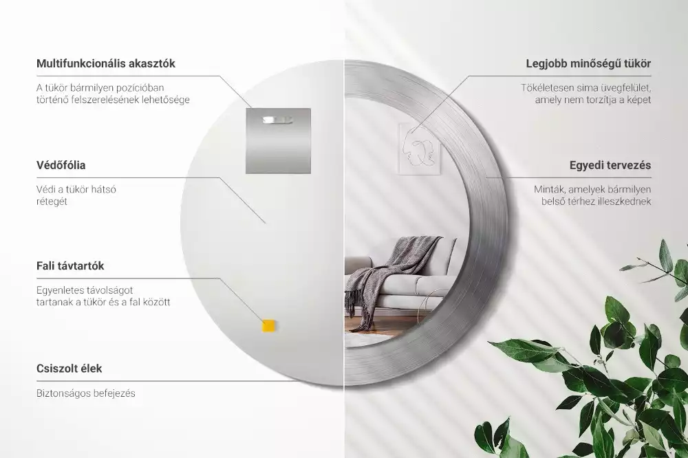 Oglindă rotundă imprimată Imitație metal