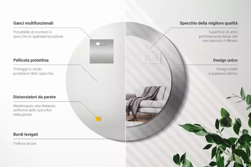 Oglindă rotundă imprimată Imitație metal