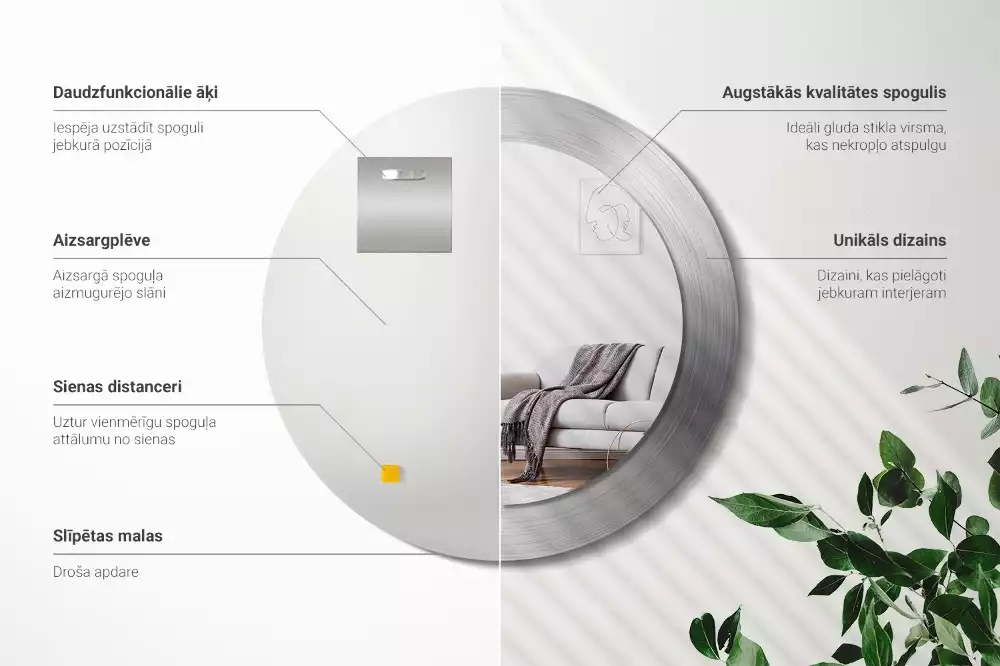 Oglindă rotundă imprimată Imitație metal