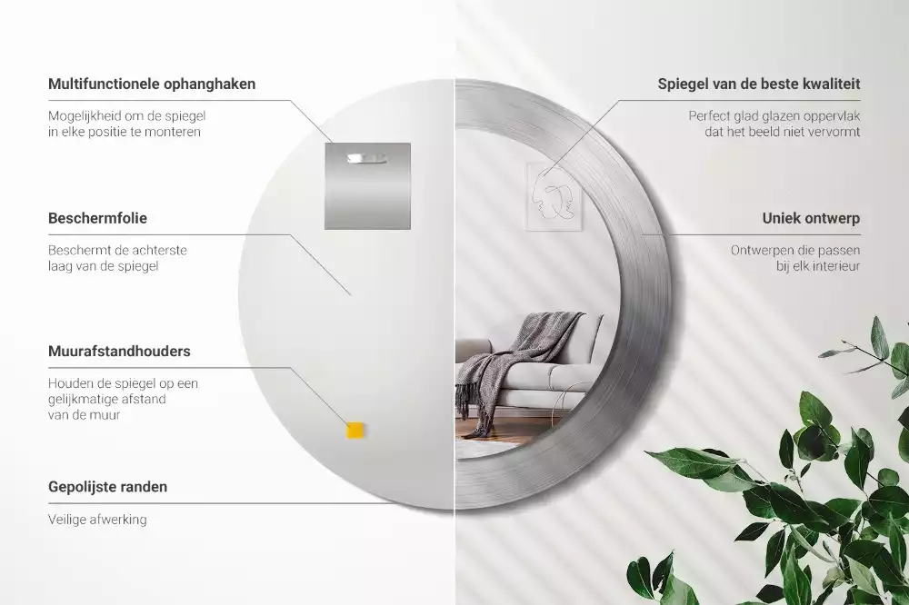 Oglindă rotundă imprimată Imitație metal