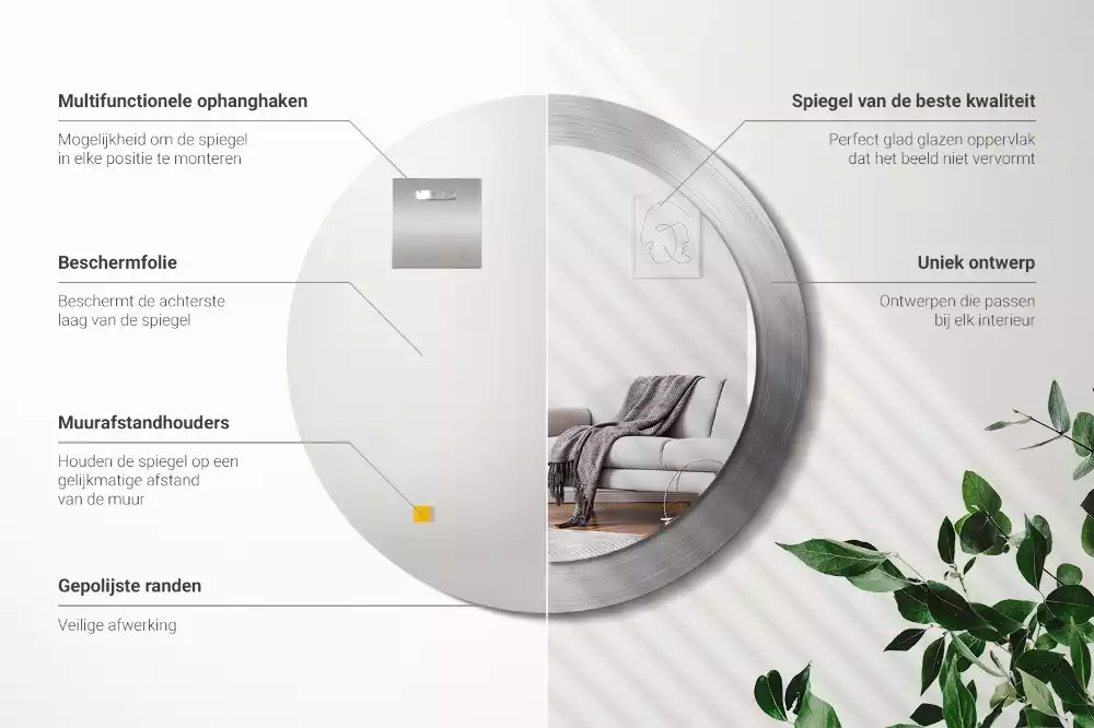 Oglindă rotundă imprimată Imitație metal