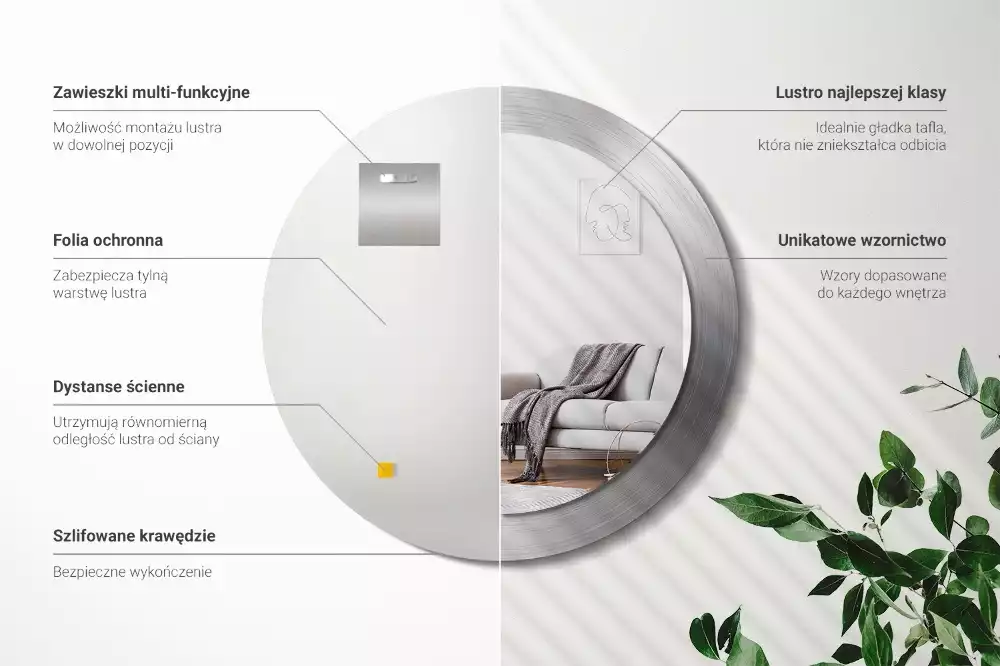 Oglindă rotundă imprimată Imitație metal