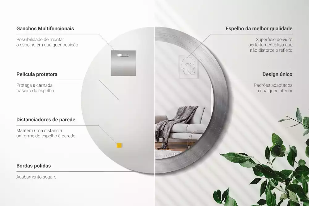 Oglindă rotundă imprimată Imitație metal