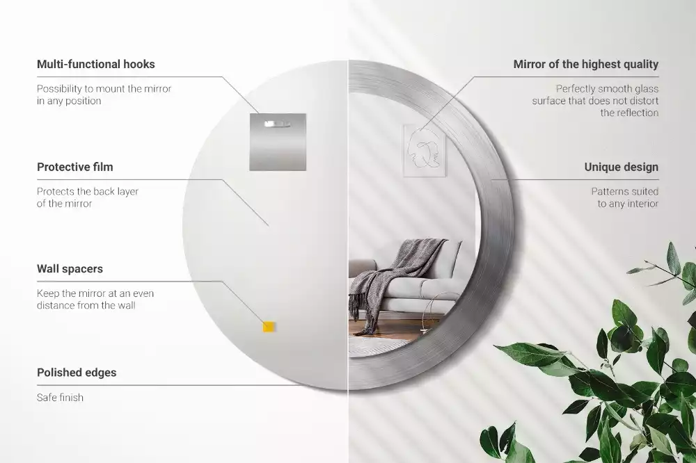 Oglindă rotundă imprimată Imitație metal