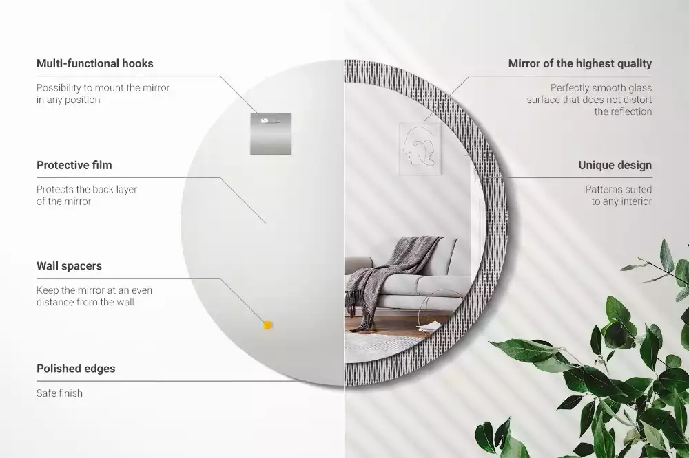 Oglindă cu decor rotundă Model geometric cu puncte