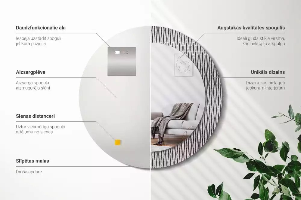 Oglindă cu decor rotundă Model geometric cu puncte