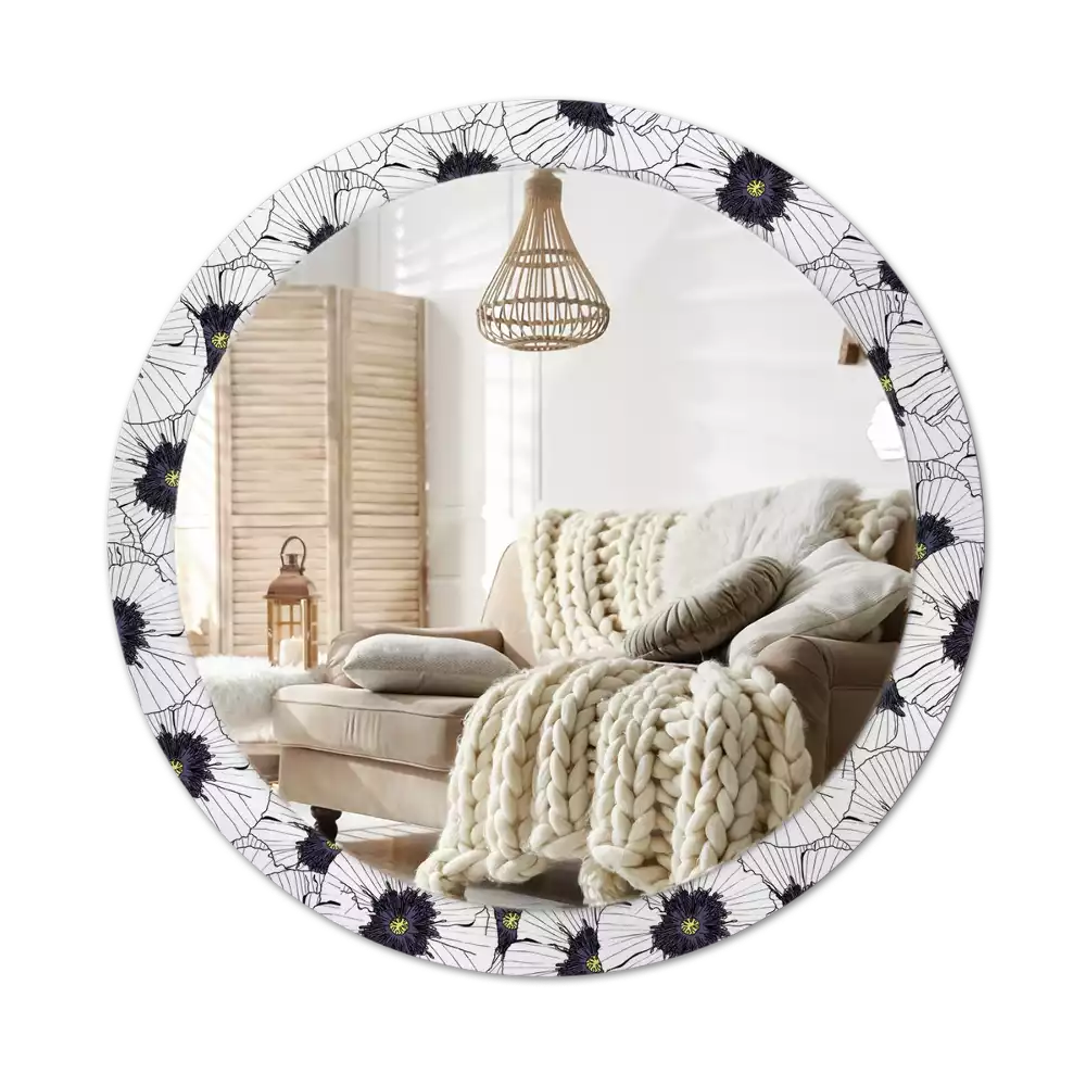 Oglindă rotundă imprimată Compoziție florală