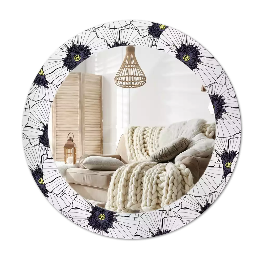 Oglindă rotundă imprimată Compoziție florală