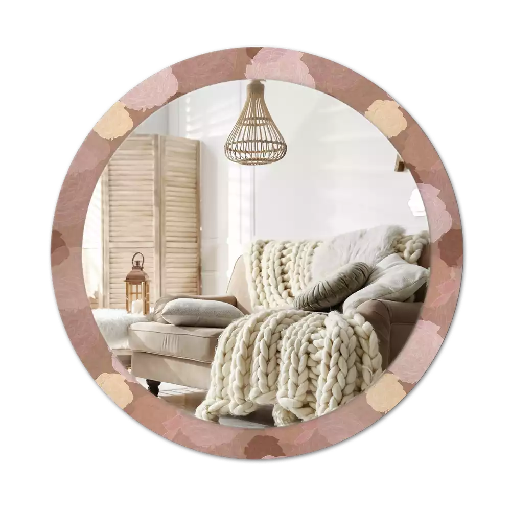 Oglindă rotundă ramă cu imprimeu Compoziție cu trandafiri