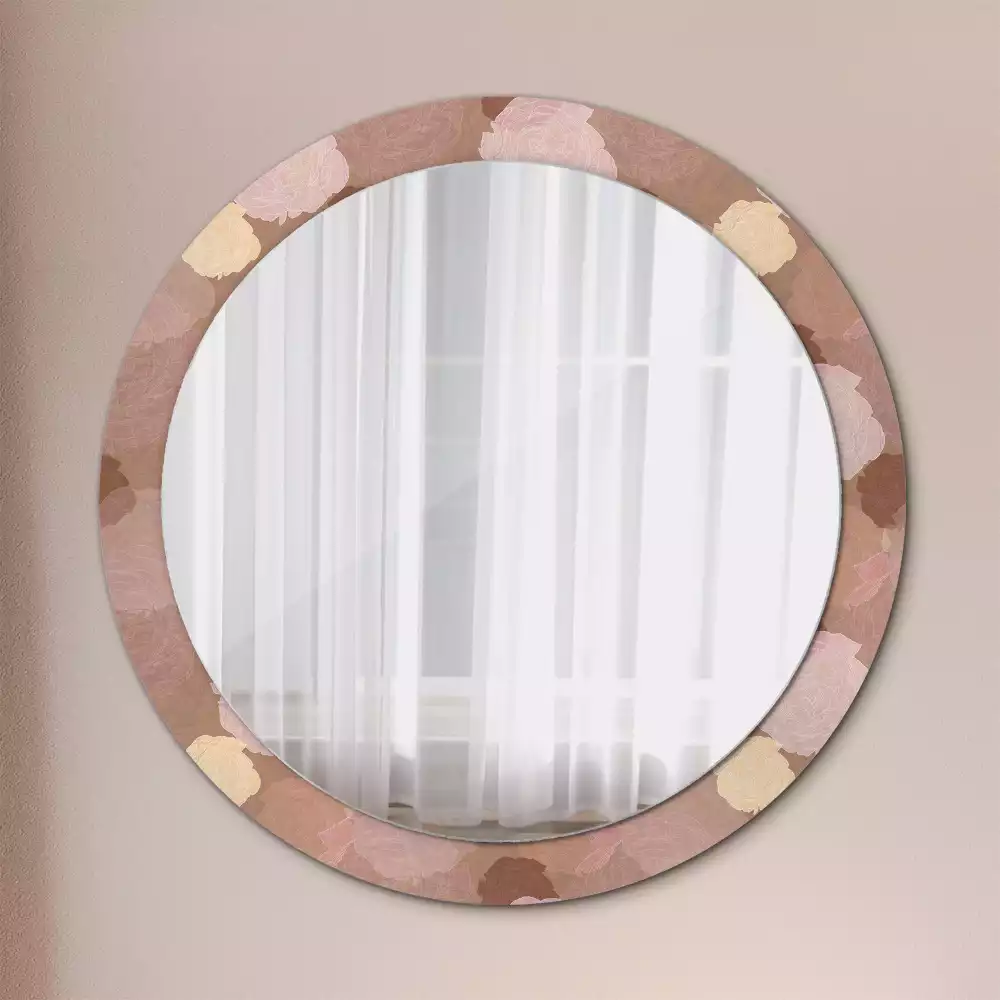 Oglindă rotundă ramă cu imprimeu Compoziție cu trandafiri