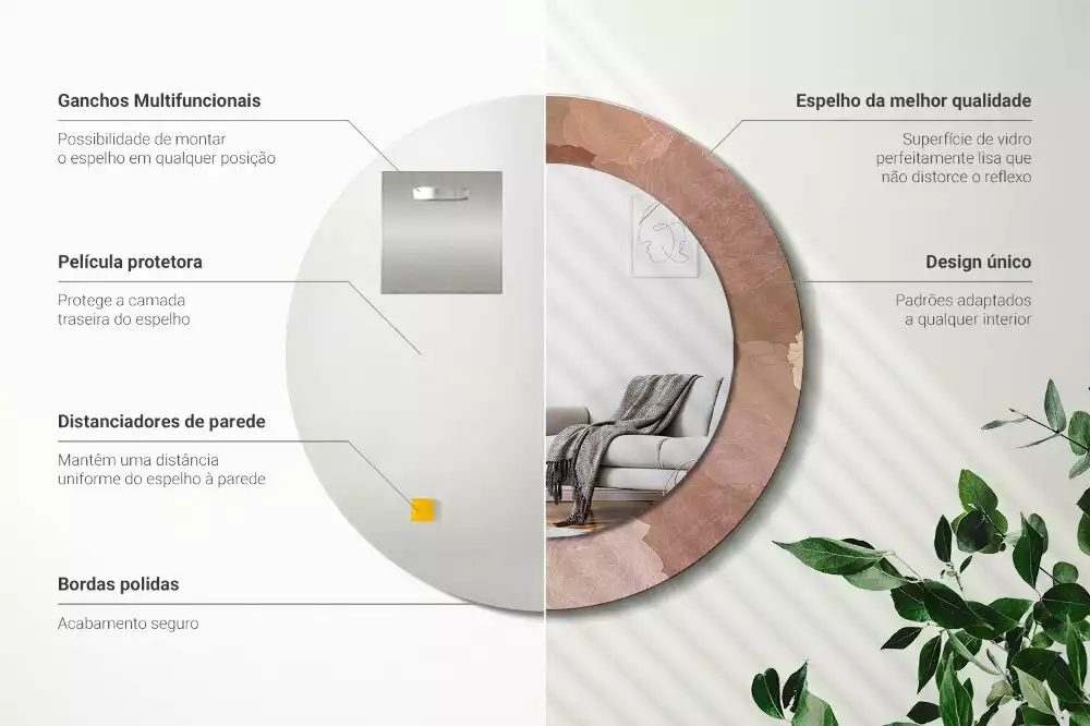 Oglindă rotundă ramă cu imprimeu Compoziție cu trandafiri