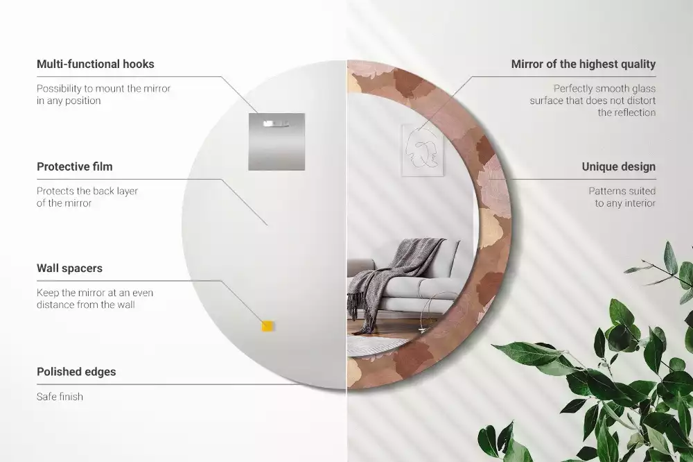 Oglindă rotundă ramă cu imprimeu Compoziție cu trandafiri