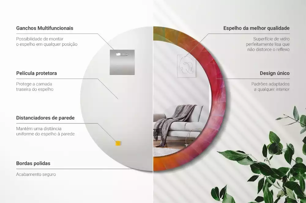 Oglindă cu decor rotundă Paletă de culori