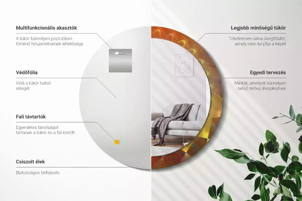 Oglindă rotundă imprimată Spirală abstractă