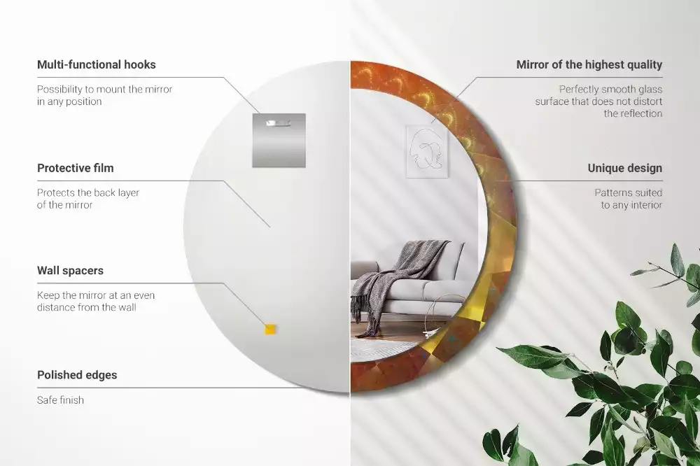 Oglindă rotundă imprimată Spirală abstractă