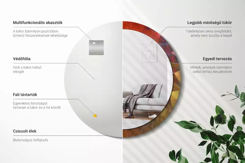 Oglindă rotundă imprimată Spirală abstractă