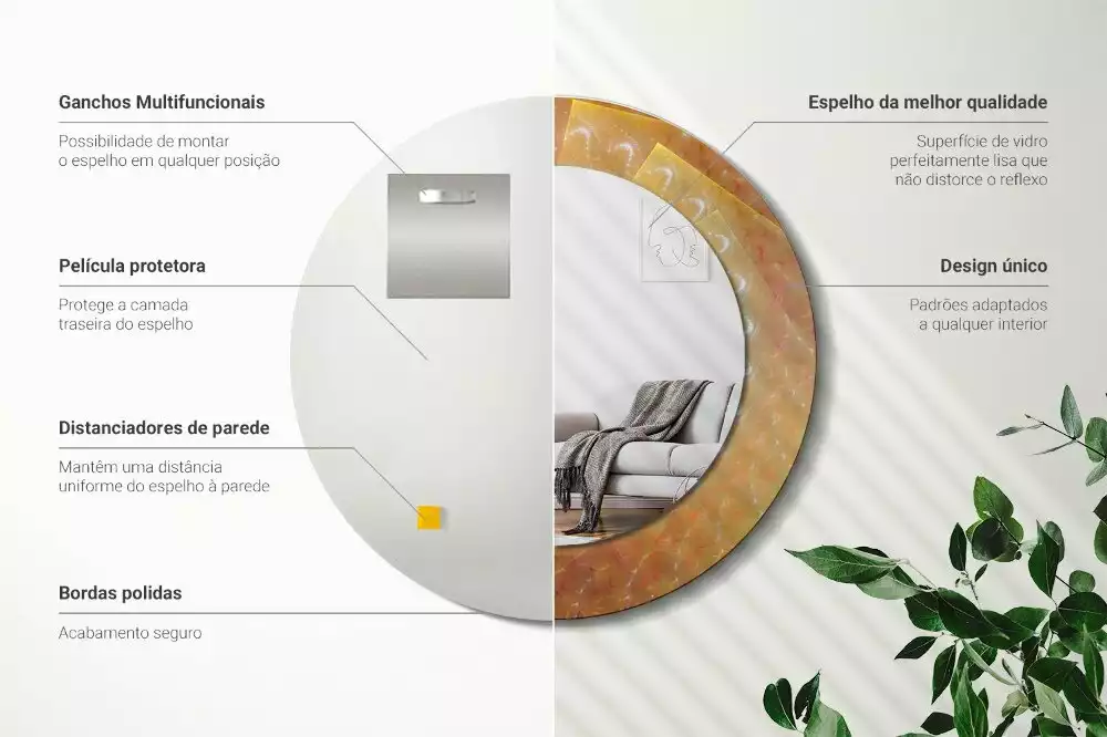 Oglindă rotundă imprimată Spirală abstractă