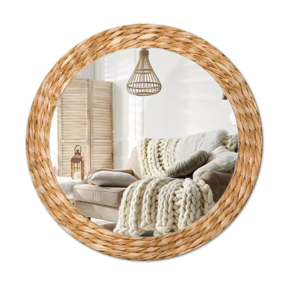 Oglindă rotundă imprimată Model din răchită