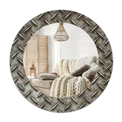 Oglindă cu decor rotundă Textură de oțel