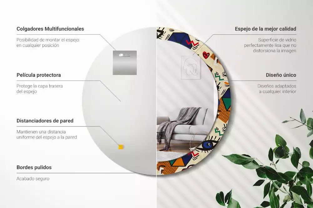 Oglindă cu decor rotundă Stil pop art