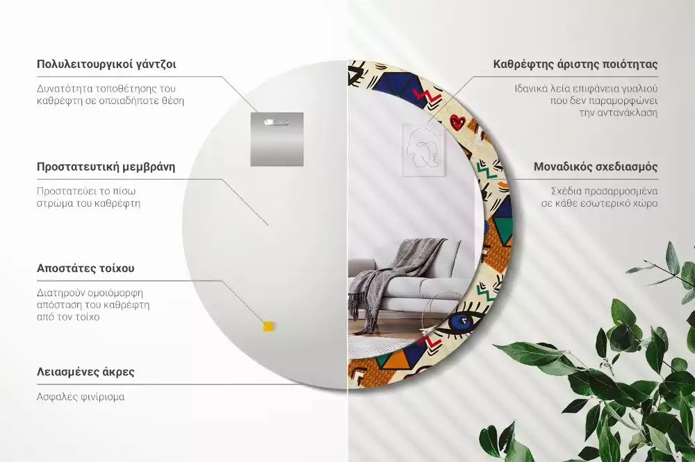 Oglindă cu decor rotundă Stil pop art