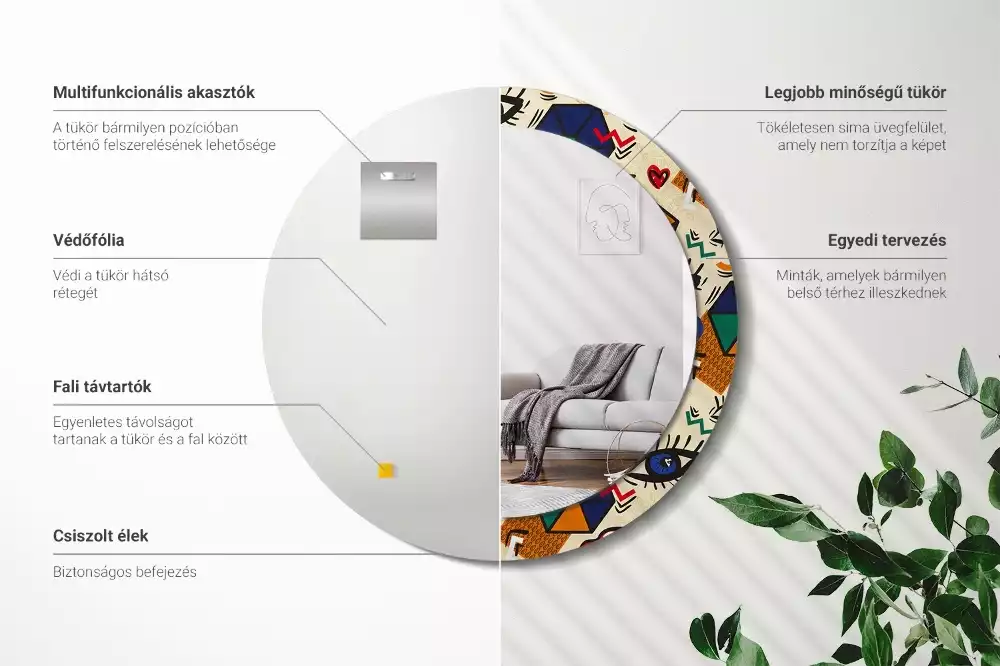 Oglindă cu decor rotundă Stil pop art